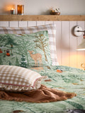 Furn Oak Green Supersoft 100% Brushed Cotton Christmas Lodge Duvet Cover Set