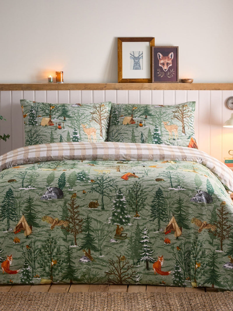 Supersoft brushed cotton Christmas Lodge duvet cover set - British product