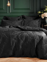 Paoletti Black Palmeria Quilted Velvet Duvet Cover Set
