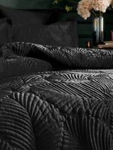 Next Paoletti Black Palmeria Quilted Velvet Duvet Cover Set- Buy online at McGrocer