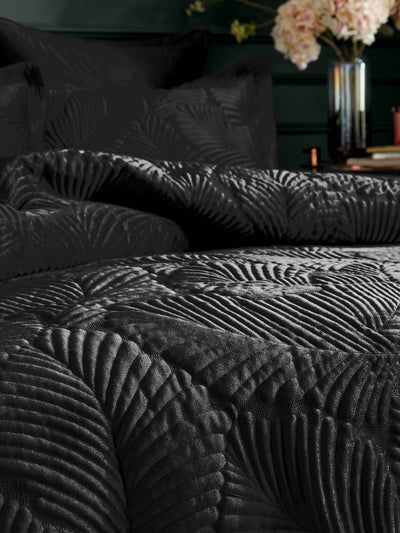 Next Paoletti Black Palmeria Quilted Velvet Duvet Cover Set- Buy online at McGrocer