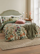 Wylder Celadon Green Wallflower Cotton Rich Reversible Duvet Cover Set