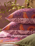 Damson Purple Broderie reversible duvet cover and pillowcase set - British product