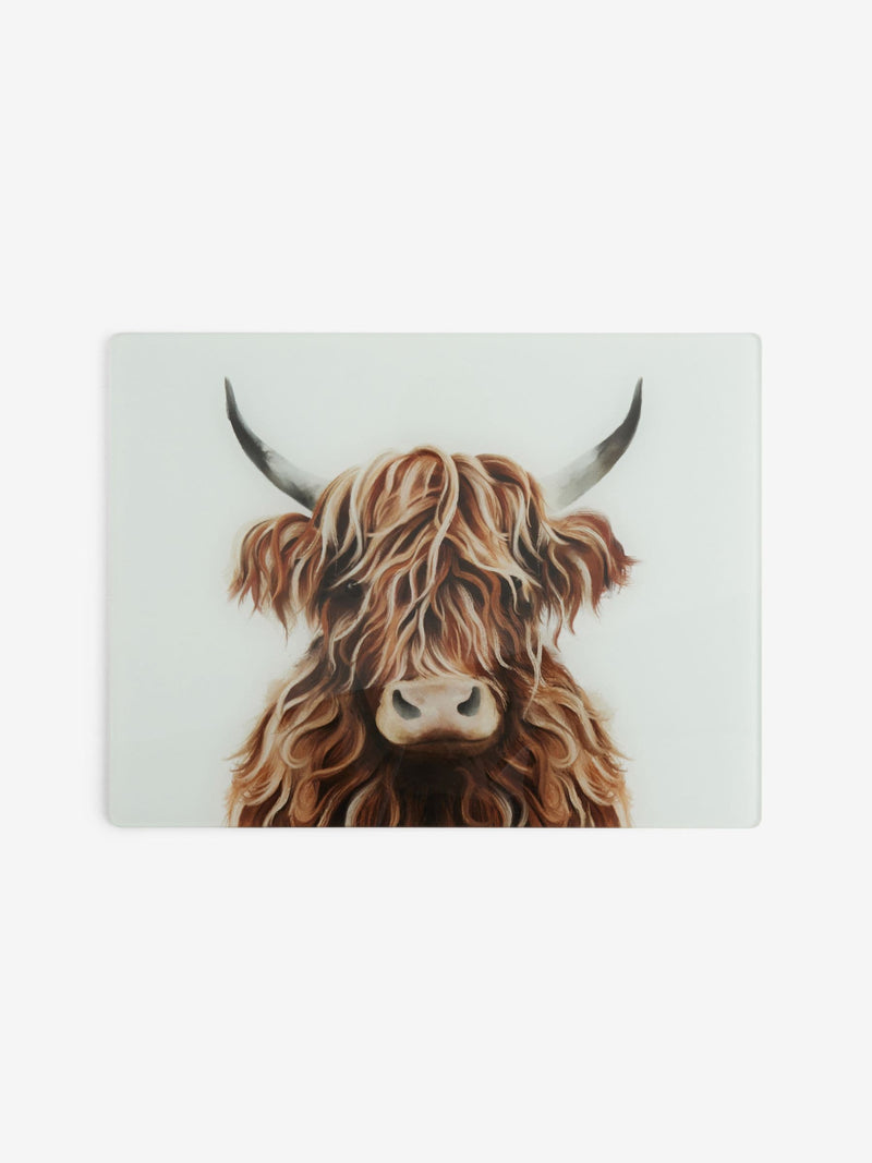Hamish The Highland Cow glass worktop saver 40x30cm, UK version