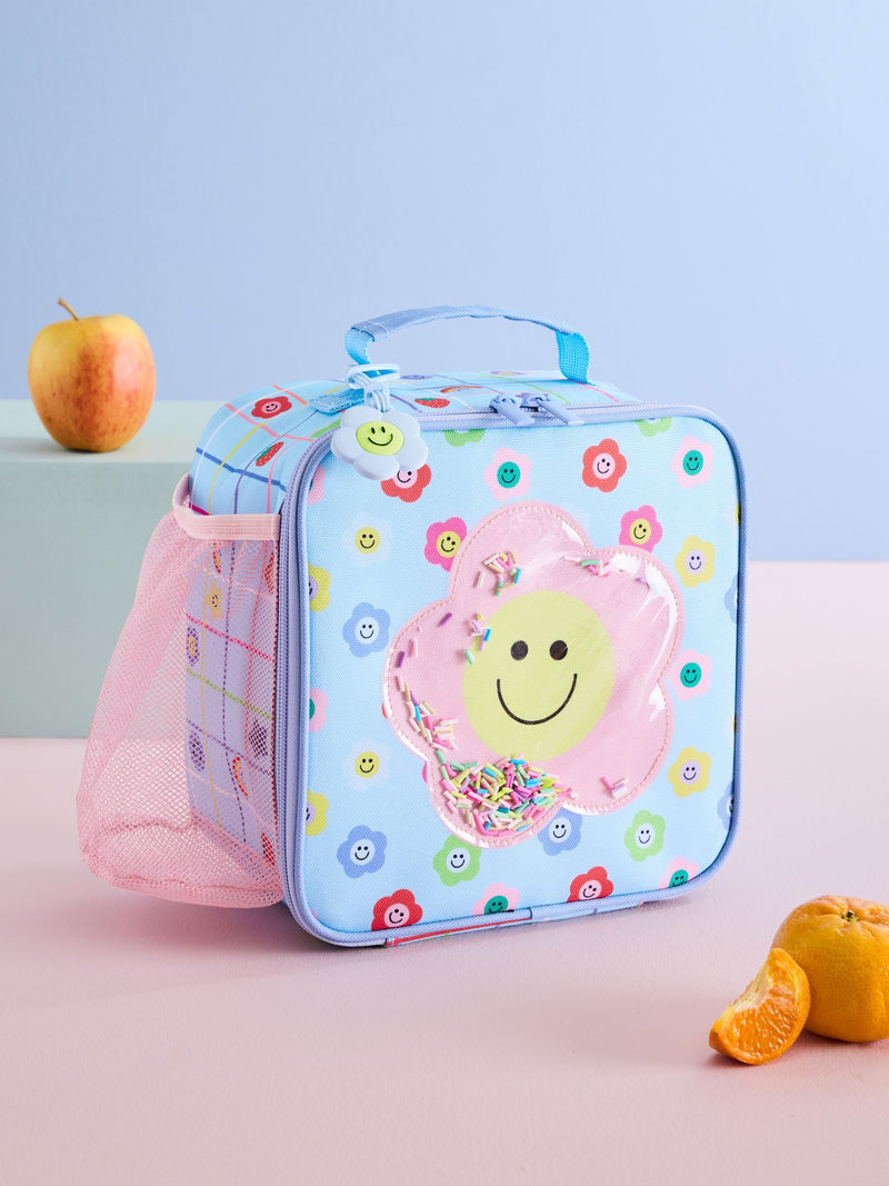 Blue/Pink Flower Power Lunch Bag - British product