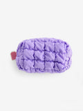 Purple quilted pencil case with stationery, UK version