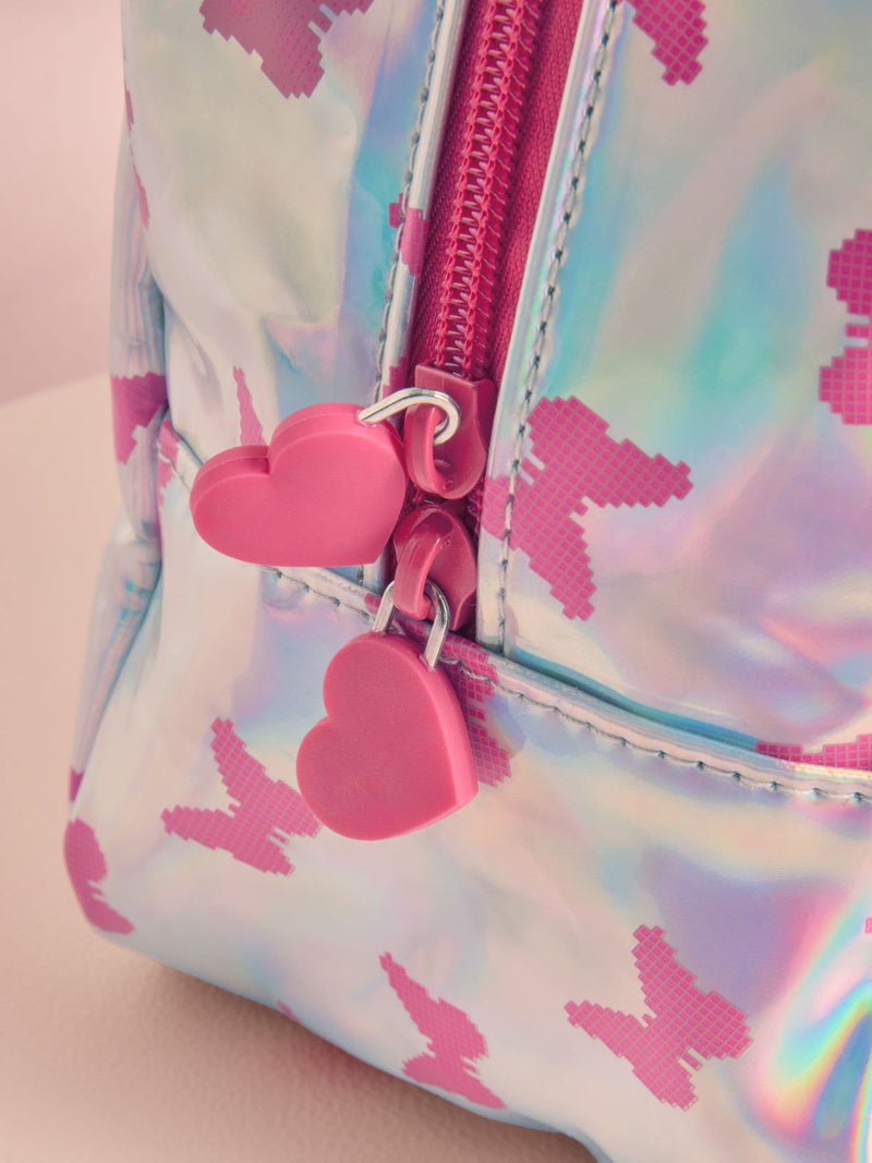 Lunch bag silver/pink butterfly (British brand)