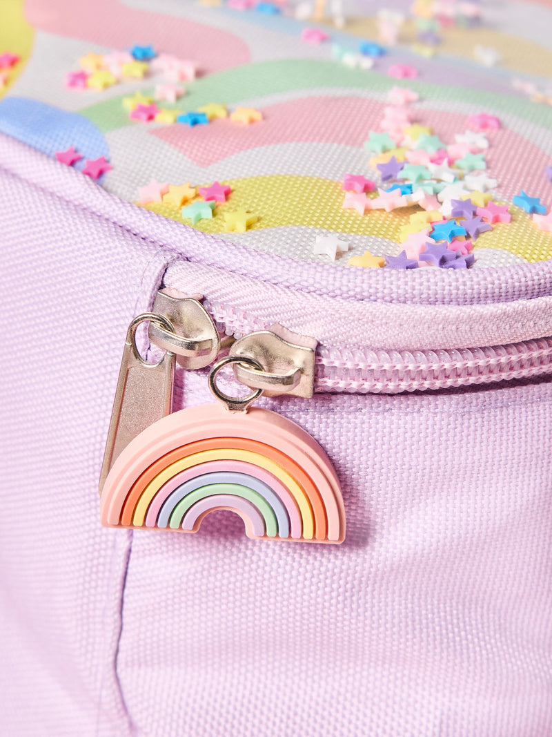 Lilac Purple Rainbow lunch bag with water bottle, UK version