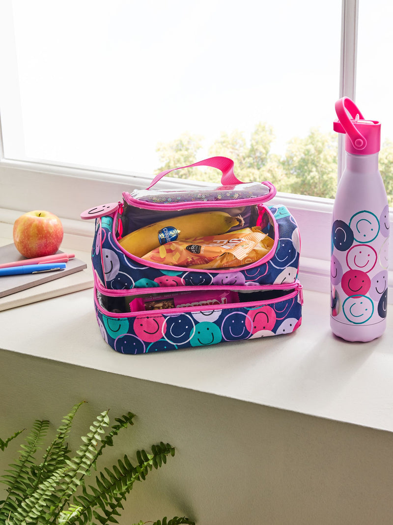 Pink Smiley Faces lunch bag 25x15.5x14cm, imported from the UK