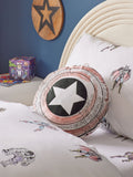 Marvel white cotton circular cushion 40cm - British product