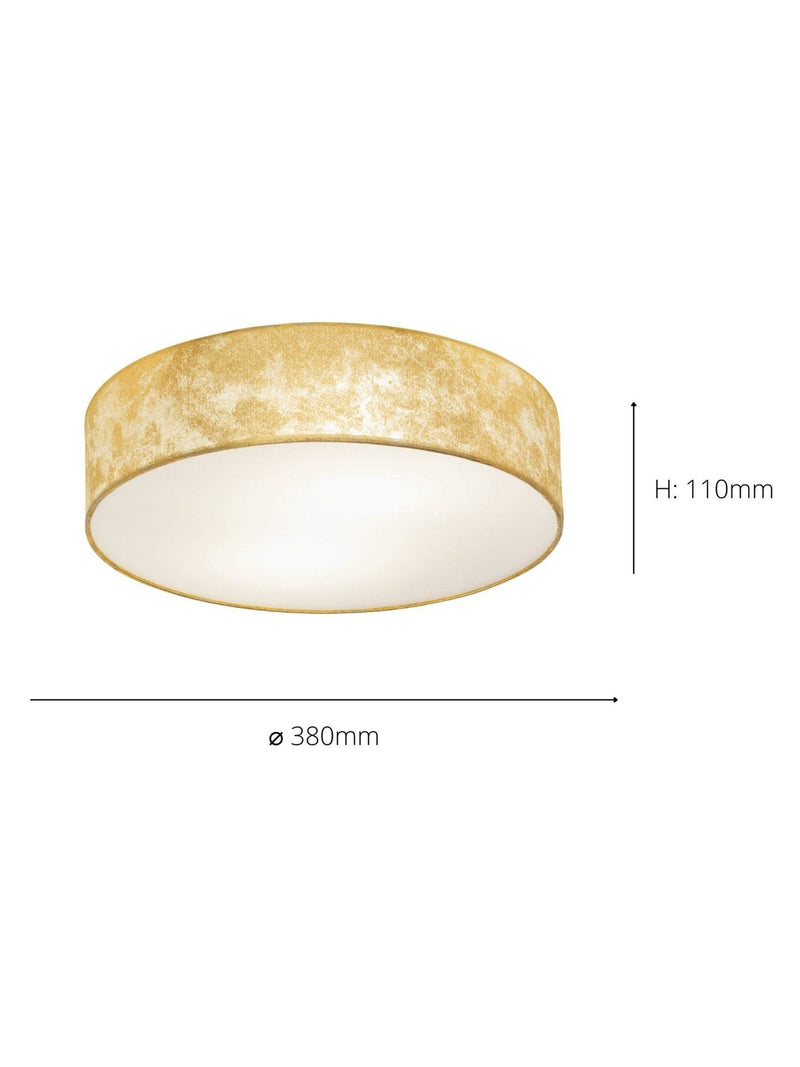 Eglo Viserbella fabric ceiling light with champagne steel finish 38cm (British brand)