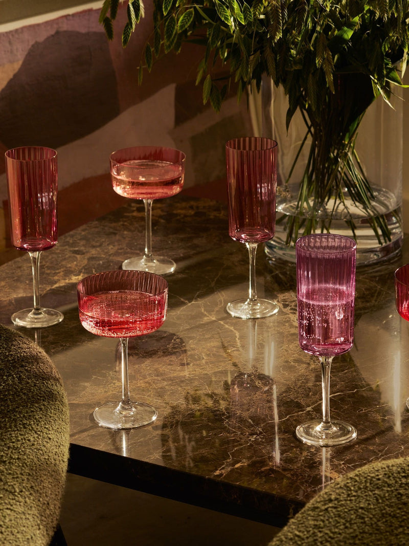Assorted Set of 210ml Champagne Flutes with Hand-Painted Gemstone Finishes