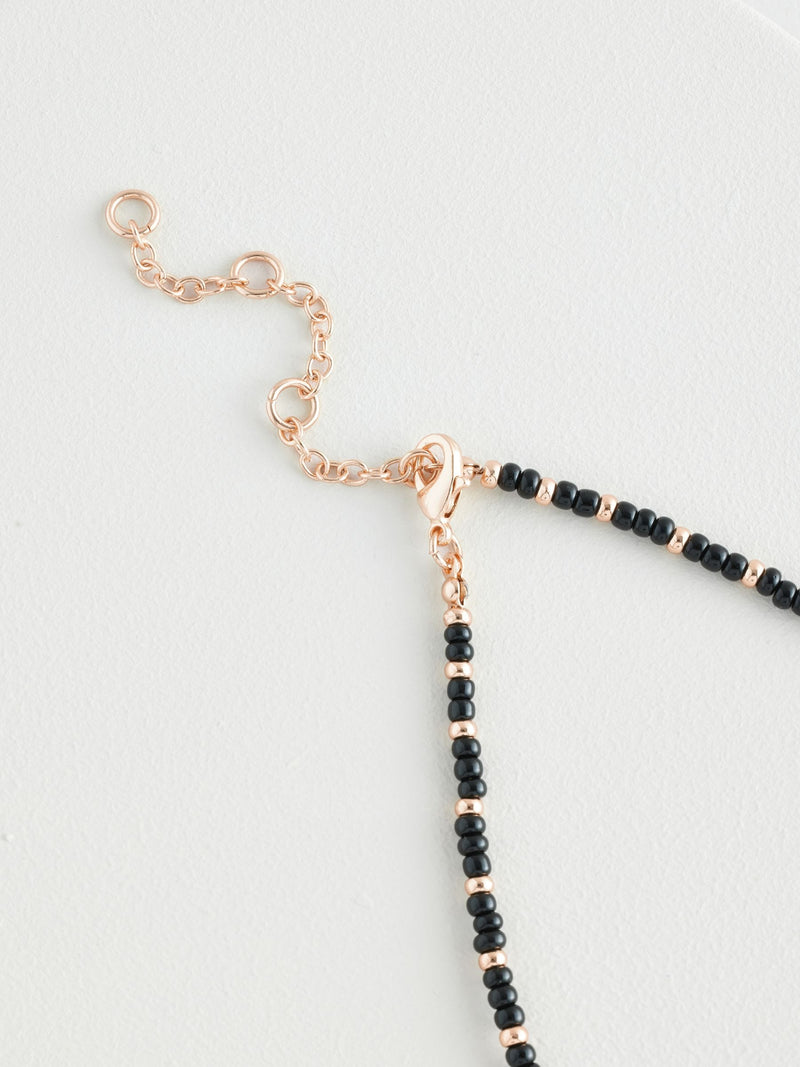 Black beaded coin necklace - British product