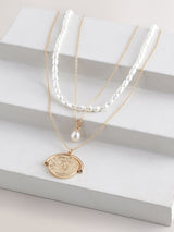 Next Gold Tone Pearl Effect 3 Layer Necklace Fashion Jewellery- Buy online at McGrocer
