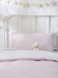 The White Company pink reversible gingham bed linen set (British brand)