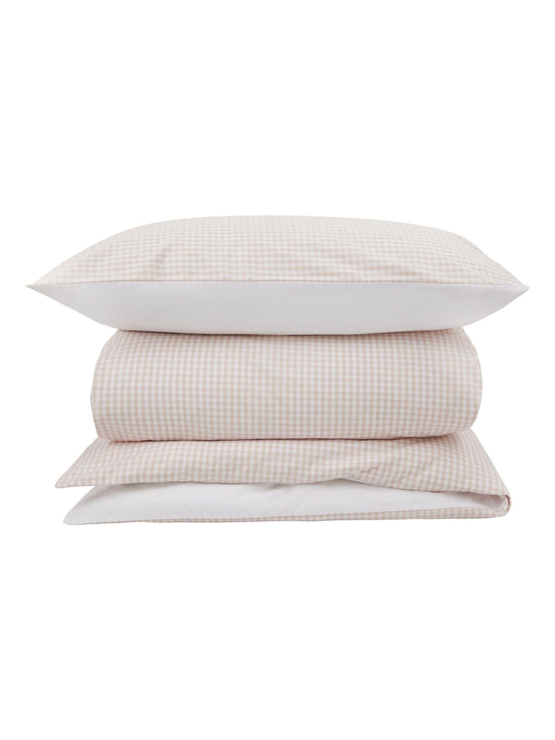 The White Company pink reversible gingham bed linen set (British brand)
