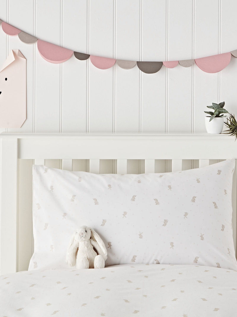 The White Company Sleepy Bunny pink bed linen set single (British brand)