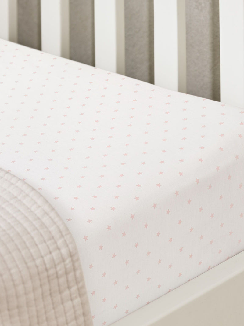 The White Company pink dusty pink star single fitted sheet (British brand)