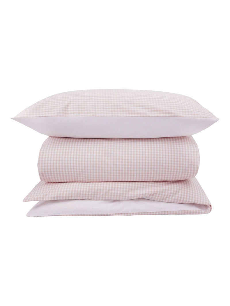 The White Company Dusty Pink Reversible Gingham Single Duvet Cover Set (British brand)