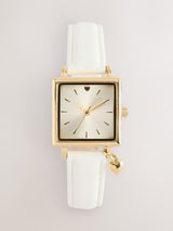 Next Ecru Square Heart Charm Everyday Watch 2.5cm Square- Buy online at McGrocer