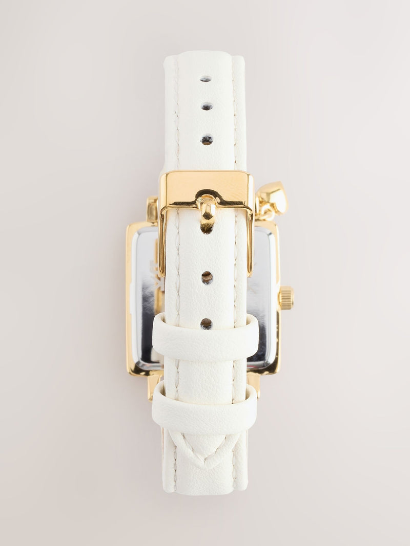Ecru Square Heart Charm Watch 2.5cm square - British product