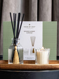 Zen smoked amber wood reed diffuser gift set, imported from the UK