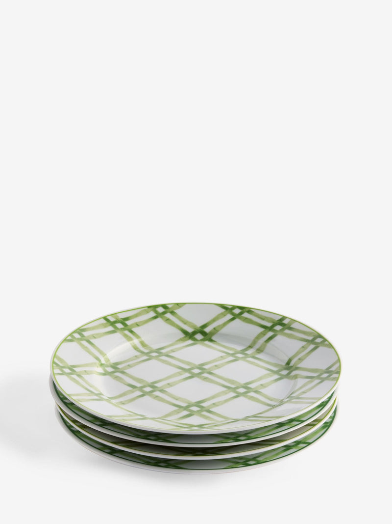 Nina Campbell green/white bamboo side plates 20.5cm diameter, imported from the UK