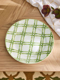 Nina Campbell green/white bamboo side plates 20.5cm diameter, imported from the UK