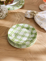 Next Nina Campbell Green/White Bamboo Porcelain Side Plates Set of 4, 20.5cm Diameter- Buy online at McGrocer