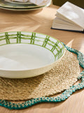 Nina Campbell green and white bamboo pasta bowls set of 4, imported from the UK