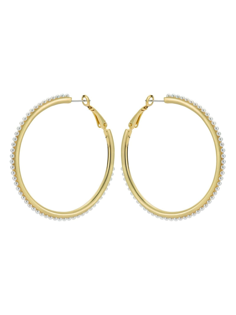 Ted Baker gold tone pearl hoop earrings 5.3cm (British brand)