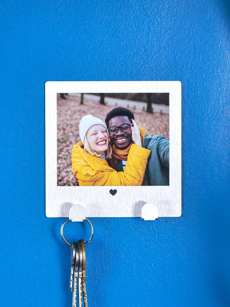 Oakdene personalised stainless steel couples photo key hook, imported from the UK