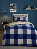 Bedlam Cosy Theo blue gingham plush duvet cover set - British product