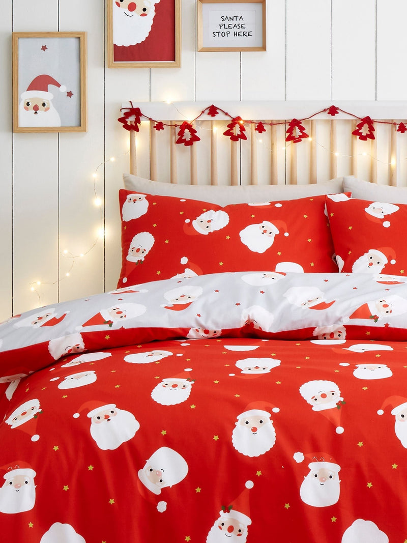Fusion Red Happy Santa Christmas duvet cover set - British product