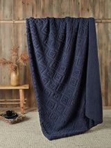 Next Fusion Navy Geo Fleece and Sherpa Throw - 180 x 130cm- Buy online at McGrocer