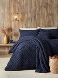 Fusion navy sherpa throw fleece blanket 180x130cm, UK version