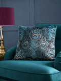 Laurence Llewelyn-Bowen peacock jacquard cushion 55x55cm (British brand)