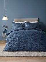 Serene Dark Blue Cavali Quilted Duvet Cover Set