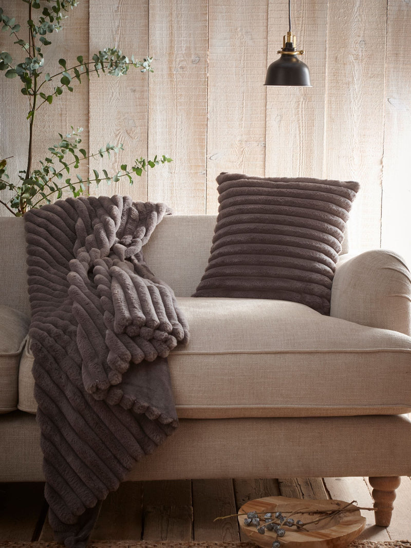 Appletree charcoal faux fur cushion 43cm (British brand)