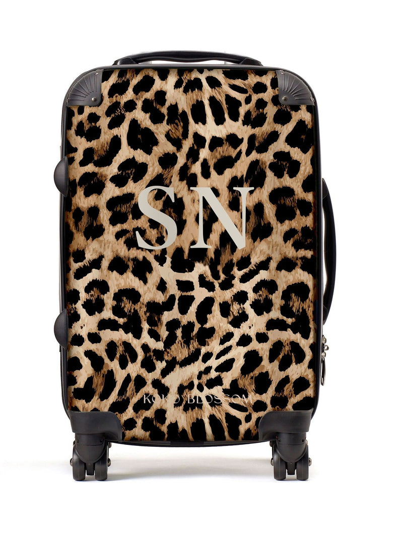 Koko Blossom personalised leopard print suitcase, imported from the UK