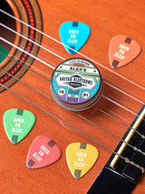 Next Oakdene Personalised Colourful Guitar Plectrums in Tin, 4cm- Buy online at McGrocer