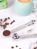 Oakdene personalised coffee scoop and clip measuring 17cm, imported from the UK