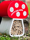 Solesmith red personalised garden bug hotel, imported from the UK