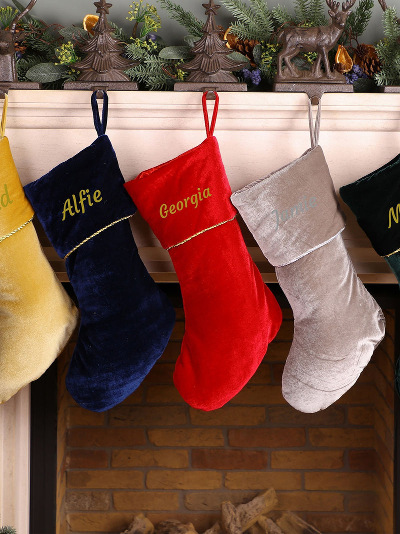 Dibor velvet Christmas stocking midnight blue, imported from the UK