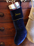 Dibor velvet Christmas stocking midnight blue, imported from the UK