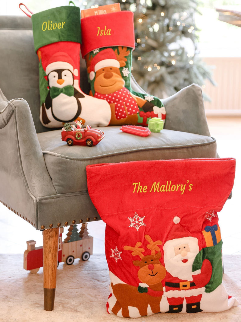 Dibor personalised Christmas stocking plush velvet - British product
