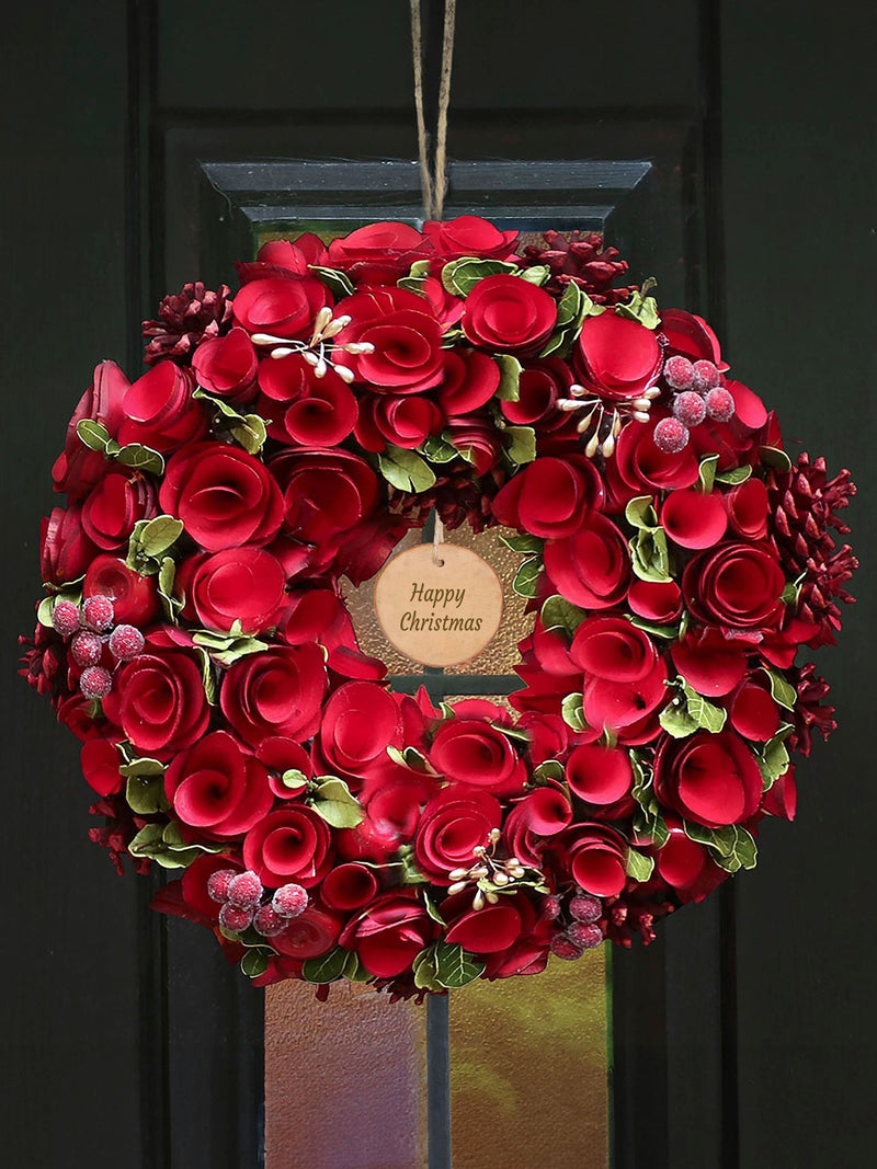 Dibor Personalised Christmas Wreath Russet Pinecones 35cm, imported from the UK