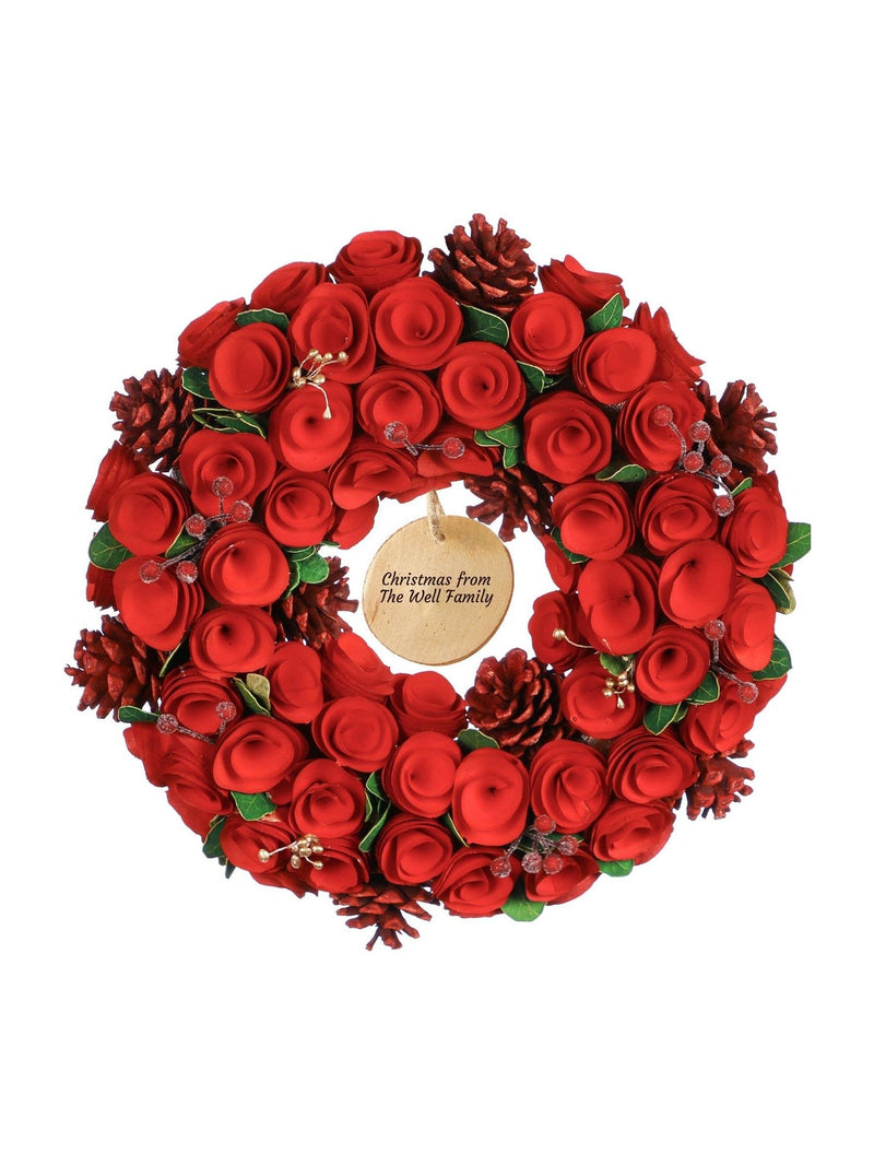 Dibor Personalised Christmas Wreath Russet Pinecones 35cm, imported from the UK