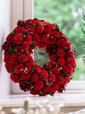 Dibor Personalised Christmas Wreath Russet Pinecones 35cm, imported from the UK