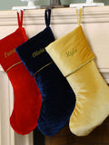 Dibor personalised velvet Christmas stocking, imported from the UK